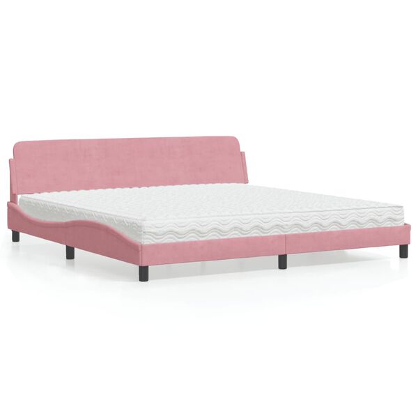 vidaXL Lit avec matelas Dover rose 200x200 cm velours