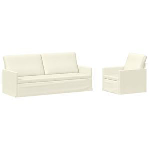 vidaXL Ensemble de Canap&eacute;s 2 pcs Cr&egrave;me Tissu en velours c&ocirc;tel&eacute;