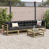 vidaXL Salon de jardin 5 pcs avec coussins bois de pin impr&eacute;gn&eacute;