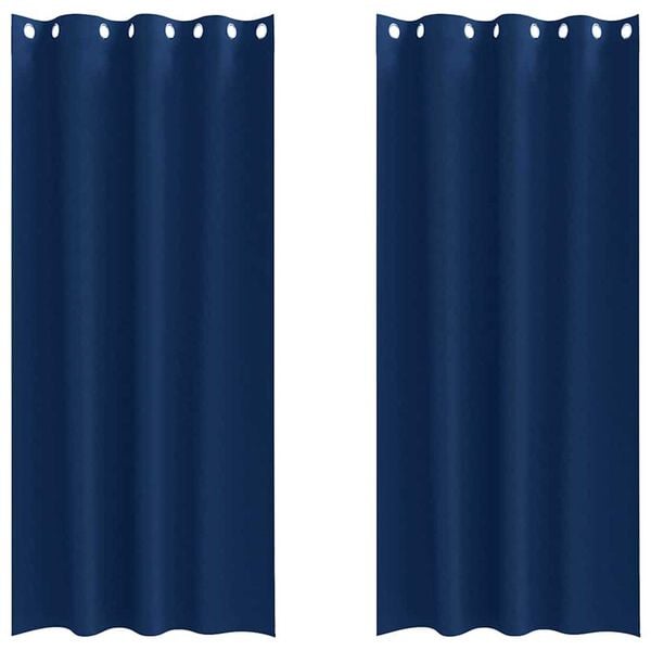 vidaXL Rideaux occultants avec anneaux 2 pcs Bleu fonc&eacute; 245 x 140 cm