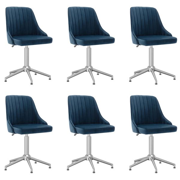vidaXL Chaises pivotantes &agrave; manger lot de 6 bleu velours