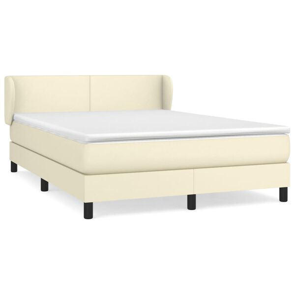 vidaXL Sommier &agrave; lattes de lit avec matelas Cr&egrave;me 140x200cm Similicuir