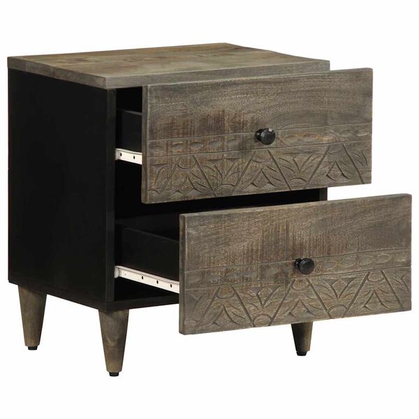 vidaXL Tables chevet 2 pcs gris clair 40x33x46 cm bois manguier solide