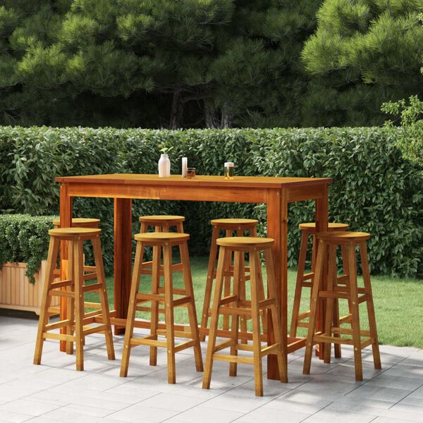 vidaXL Ensemble de bar de jardin 9 pcs Bois d'acacia solide