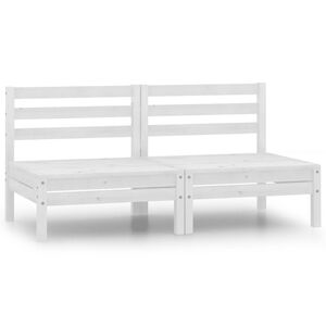 vidaXL Canap&eacute; &agrave; 2 places de jardin Blanc Bois de pin solide