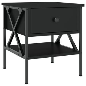 vidaXL Table de chevet noir 40x42x45 cm bois d&rsquo;ing&eacute;nierie