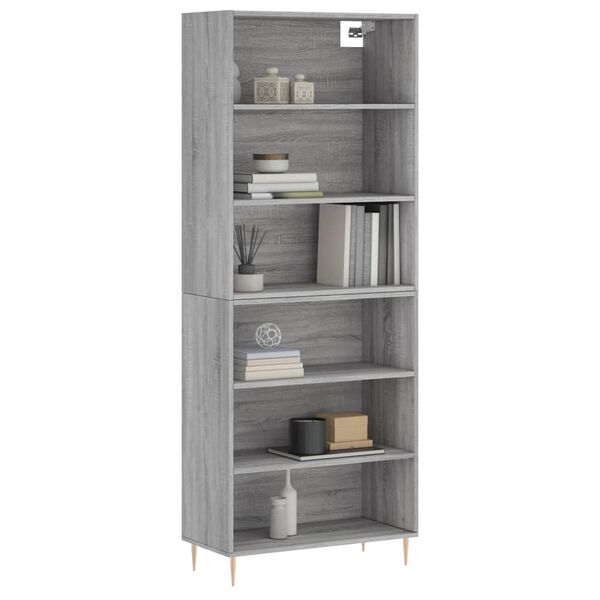vidaXL Buffet gris b&eacute;ton 69,5x32,5x180 cm bois d'ing&eacute;nierie