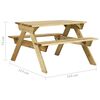 vidaXL Table de pique-nique et bancs 110x123x73cm Bois de pin impr&eacute;gn&eacute;