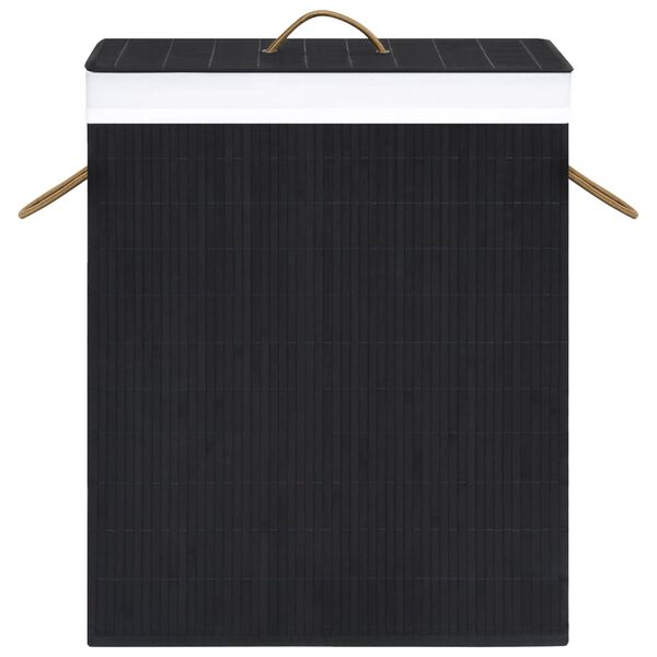 vidaXL Panier à linge avec 2 sections bambou noir 100 L
