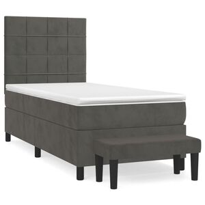 vidaXL Sommier &agrave; lattes de lit et matelas Gris fonc&eacute; 80x200 cm Velours