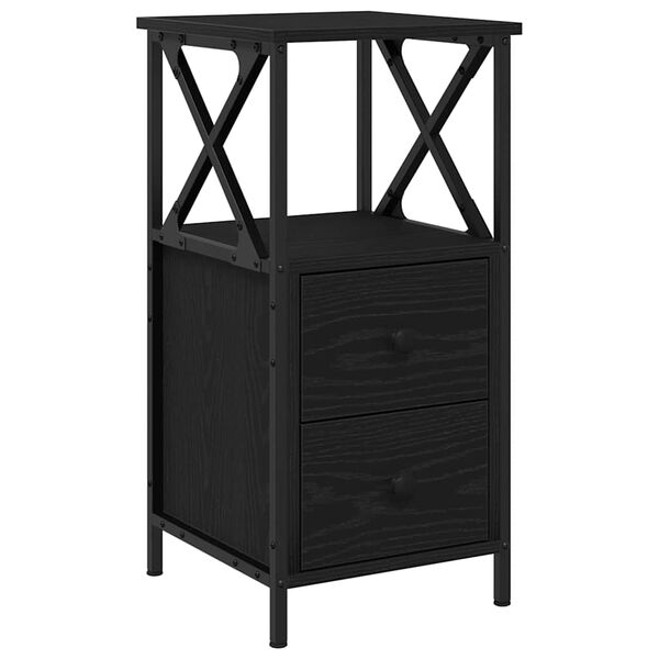 vidaXL Cabinet de chevet avec tiroir Ch&ecirc;ne noir 34 x 35,5 x 70 cm