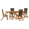 vidaXL Ensemble &agrave; manger de jardin 5pcs bois d'acacia solide textil&egrave;ne