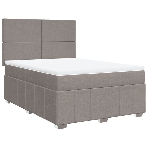 vidaXL Sommier &agrave; lattes de lit avec matelas Taupe 140x190 cm Tissu