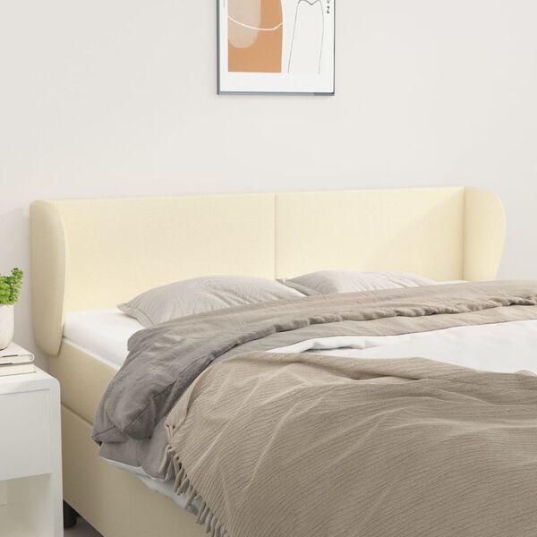 vidaXL T&ecirc;te de lit avec oreilles Cr&egrave;me 147x23x78/88 cm Similicuir