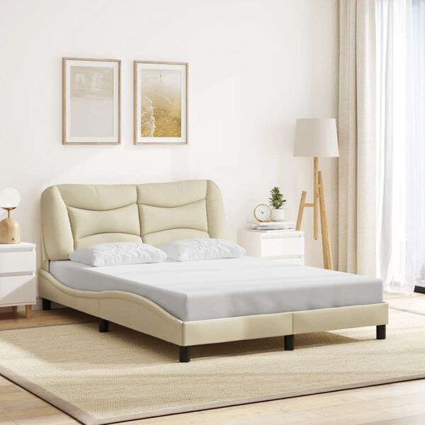 vidaXL Cadre de lit sans matelas Hvar cr&egrave;me 120x200 cm tissu