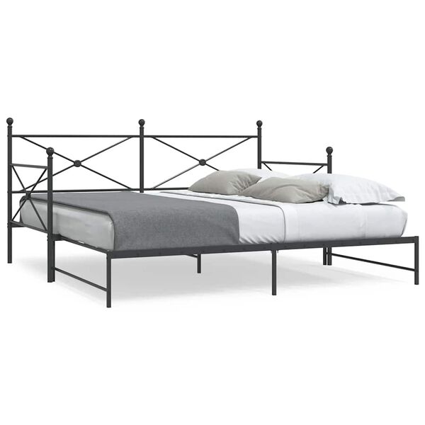vidaXL Lit de jour et lit gigogne sans matelas noir 100x190 cm acier