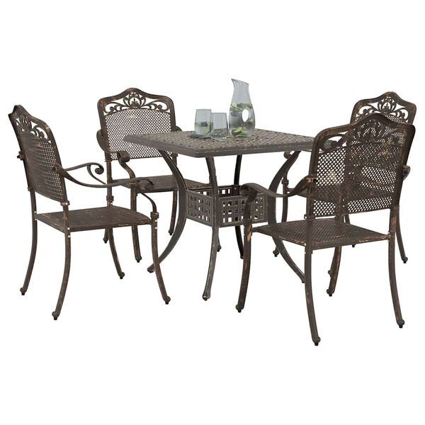 vidaXL Ensemble de tables de jardin 5 pcs Bronze Aluminium coul&eacute;