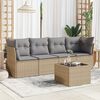 vidaXL Salon de jardin avec coussins 5 pcs beige r&eacute;sine tress&eacute;e