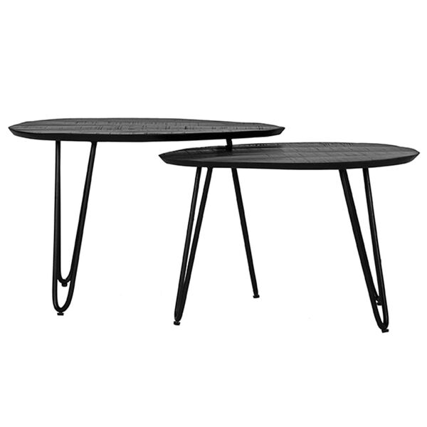 LABEL51 Ensemble de 2 tables basses Frisk bois/noir