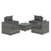 vidaXL Salon de jardin 5 pcs avec coussins r&eacute;sine tress&eacute;e gris