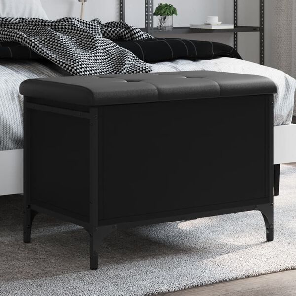 vidaXL Banc de rangement noir 62x42x45 cm bois d'ing&eacute;nierie