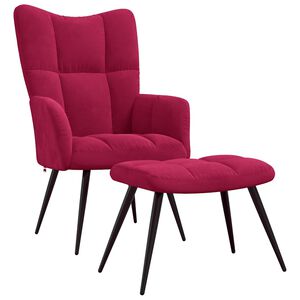 vidaXL Chaise de relaxation avec tabouret Rouge bordeaux Velours