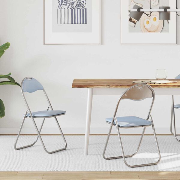 vidaXL Chaise pliante 2 pcs Gris 48 x 43,5 x 81 cm Simili cuir