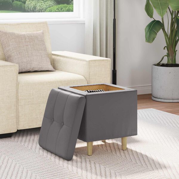 vidaXL Pouf de rangement avec coussin Gris 40 x 40 x 45 cm Simili cuir
