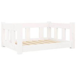 vidaXL Lit pour chien Blanc 65,5x50,5x28 cm Bois de pin solide