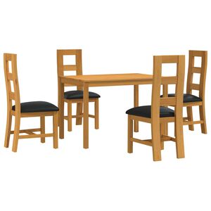 vidaXL Ensemble de salle &agrave; manger 5 pc Noir Bois de ch&ecirc;ne massif