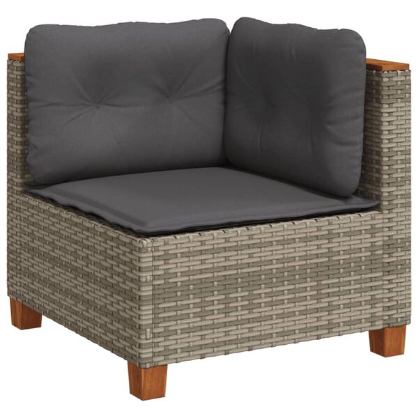 vidaXL Salon de jardin avec coussins 7 pcs gris r&eacute;sine tress&eacute;e