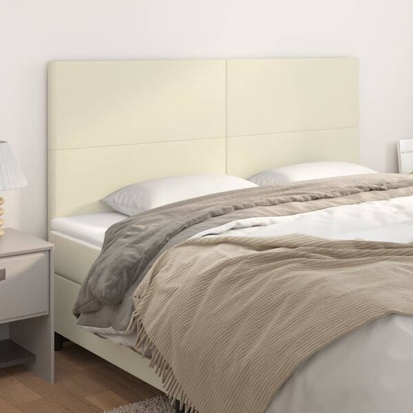 vidaXL T&ecirc;te de lit Cr&egrave;me 200x5x118/128 cm Similicuir