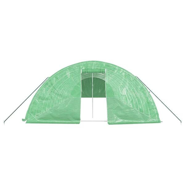 vidaXL Serre avec cadre en acier vert 70 m&sup2; 14x5x2,3 m