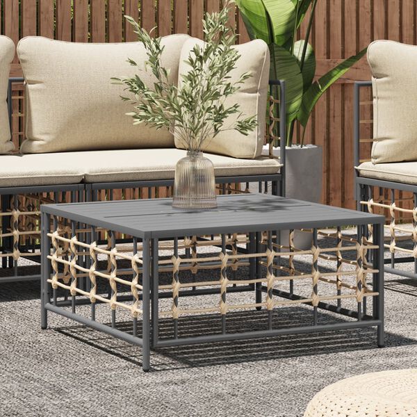vidaXL Table de jardin anthracite 70x70x34 cm r&eacute;sine tress&eacute;e