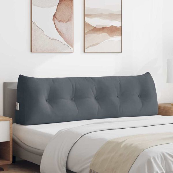 vidaXL Coussin de Dos Gris fonc&eacute; 160 x 24 x 50 cm Velours