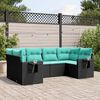 vidaXL Salon de jardin 6 pcs avec coussins noir r&eacute;sine tress&eacute;e