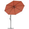 vidaXL Parasol de jardin en porte-&agrave;-faux et lumi&egrave;res LED m&acirc;t en acier