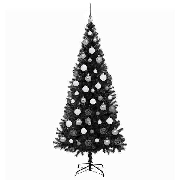 vidaXL Sapin de No&euml;l avec 300 LED avec support Noir 180 cm PVC