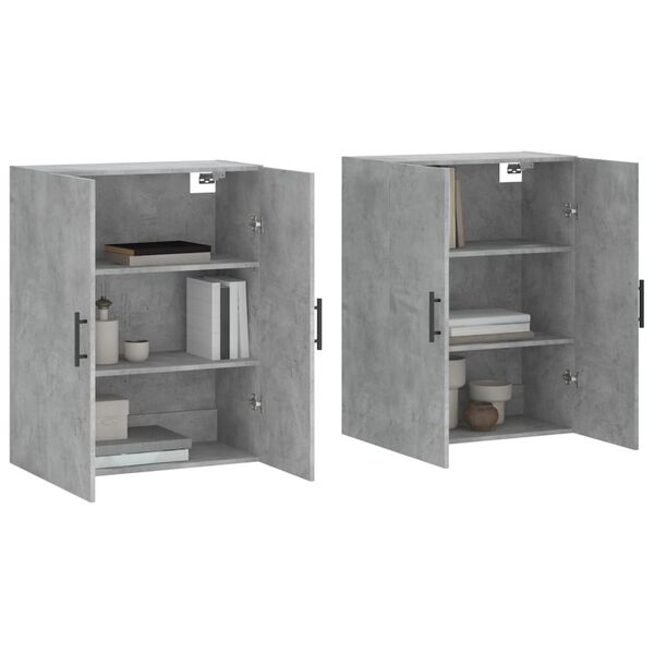 vidaXL Armoires murales 2 pcs gris b&eacute;ton 69,5x34x90 cm