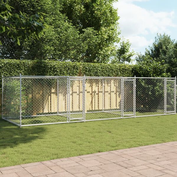 vidaXL Cage pour chien avec portes gris 6x2x1,5 m acier galvanis&eacute;