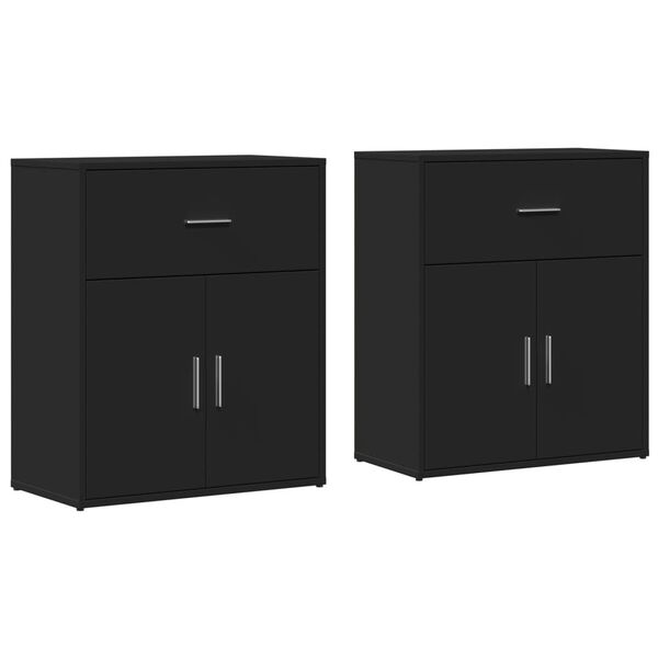 vidaXL Buffets 2 pcs noir 60x31x70 cm bois d'ingénierie