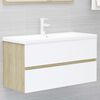 vidaXL Meubles de salle de bain blanc ch&ecirc;ne sonoma bois d'ing&eacute;nierie