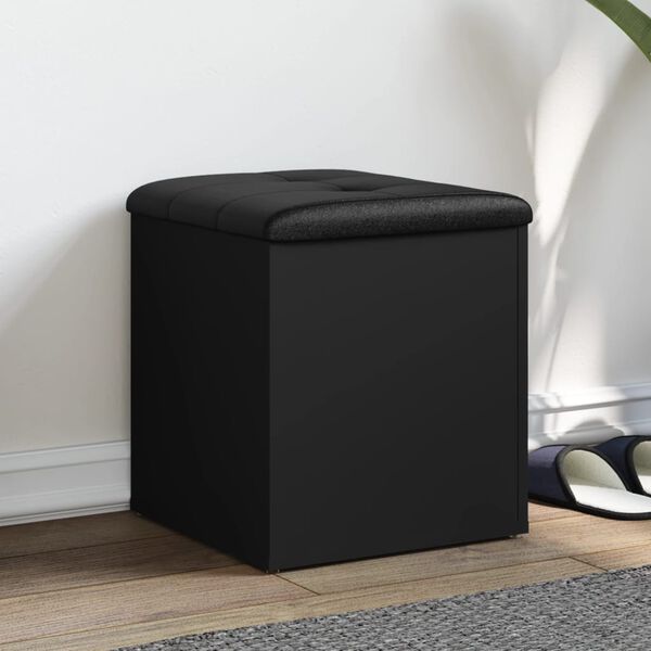 vidaXL Banc de rangement noir 42x42x45 cm bois d'ing&eacute;nierie