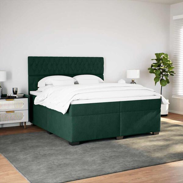 vidaXL Sommier &agrave; lattes de lit et matelas Vert fonc&eacute; 200x200cm Velours