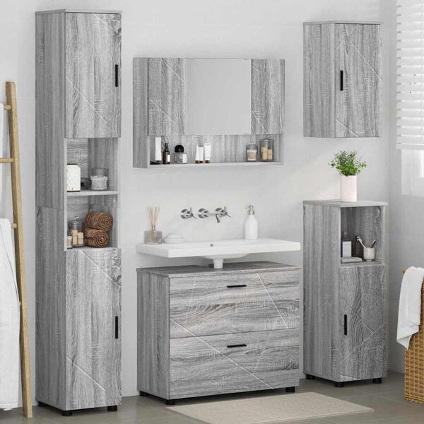 vidaXL Ensemble de mobilier de salle de bain 5 pcs Gris Sonoma