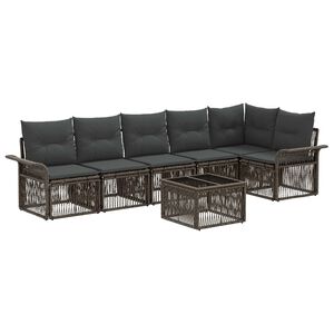 vidaXL Ensemble de canap&eacute; de jardin 7 pc Gris polyrotin
