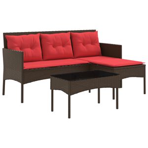 vidaXL Ensemble de canap&eacute; de jardin 2 pcs Marron et rouge polyrotin