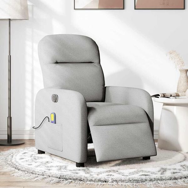 vidaXL Fauteuil de massage inclinable électrique gris nuage tissu