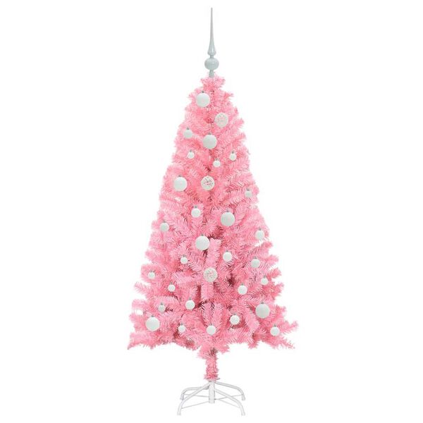 vidaXL Sapin de No&euml;l avec 150 LED avec support Rose 120 cm PVC