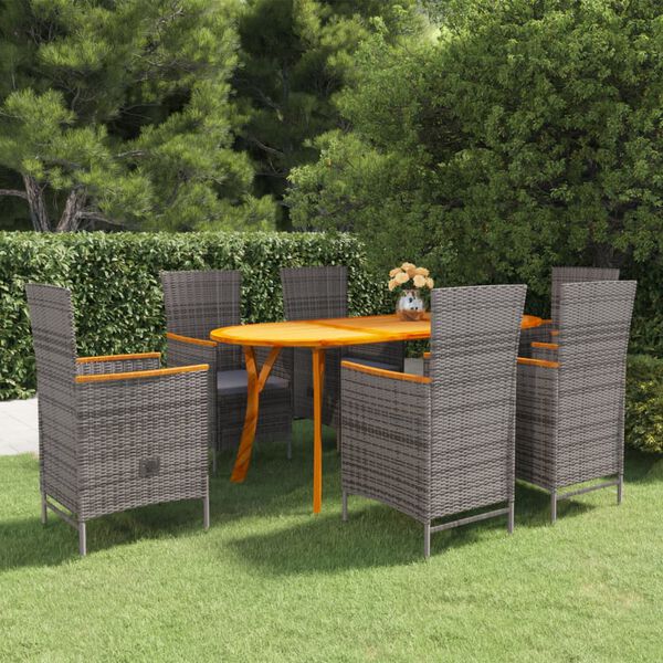 vidaXL Ensemble &agrave; manger de jardin 7 pcs Gris